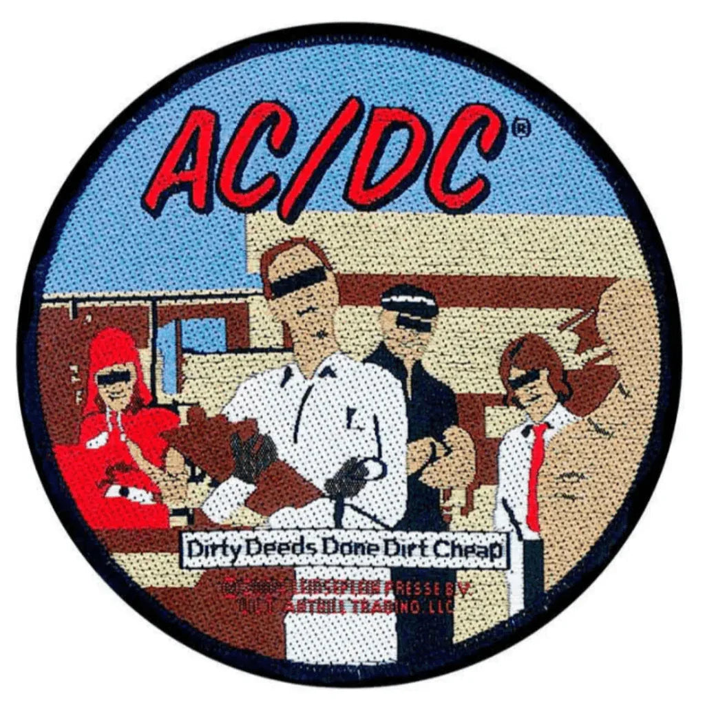 AC/DC Patch Rund · Dirty Deeds Woven Circle - Totenkopf.com