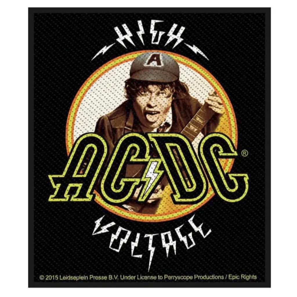 AC-DC-Aufnaeher-Patch-High-Voltage-schwarz-weiss - Totenkopf.com