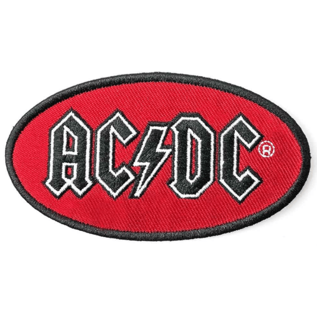 AC DC Aufnäher Patch Oval Logo Red Black