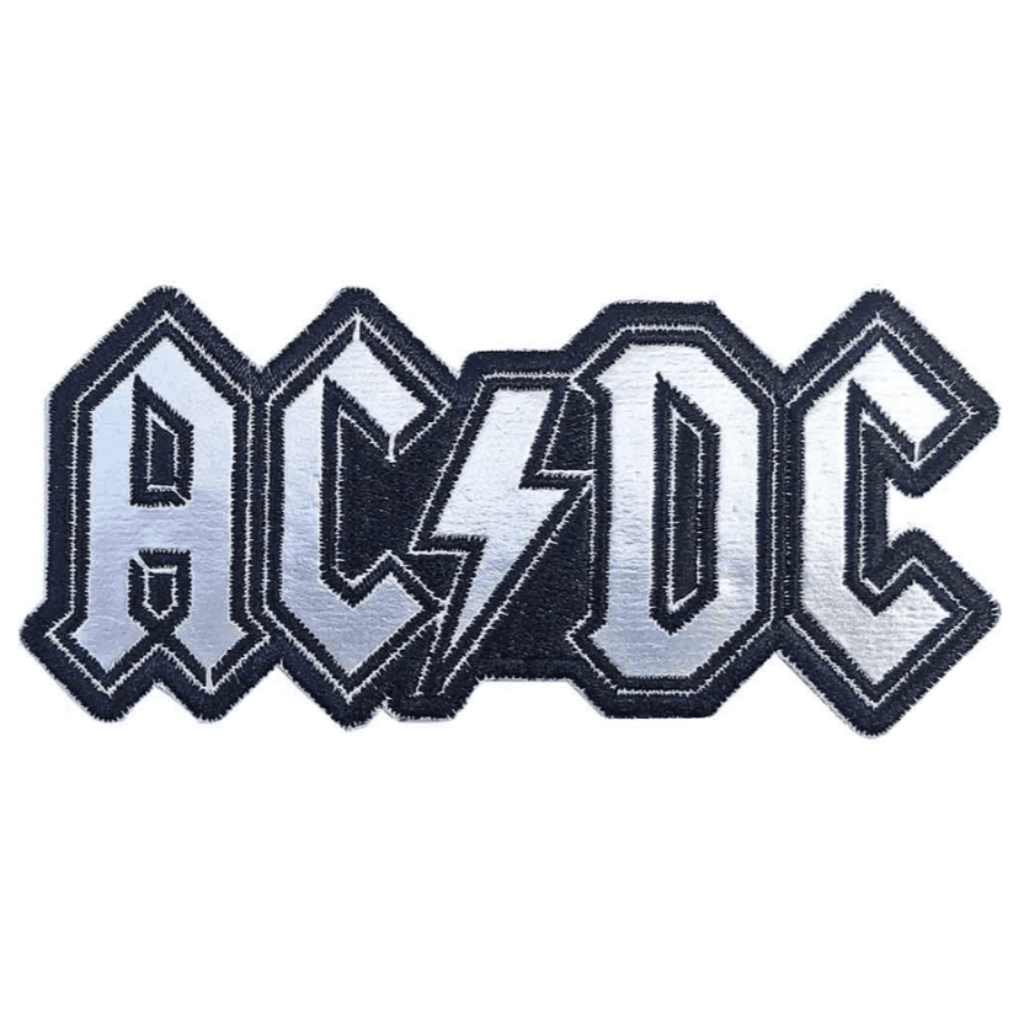 AC DC Aufnäher Patch Silver Cut Out Logo