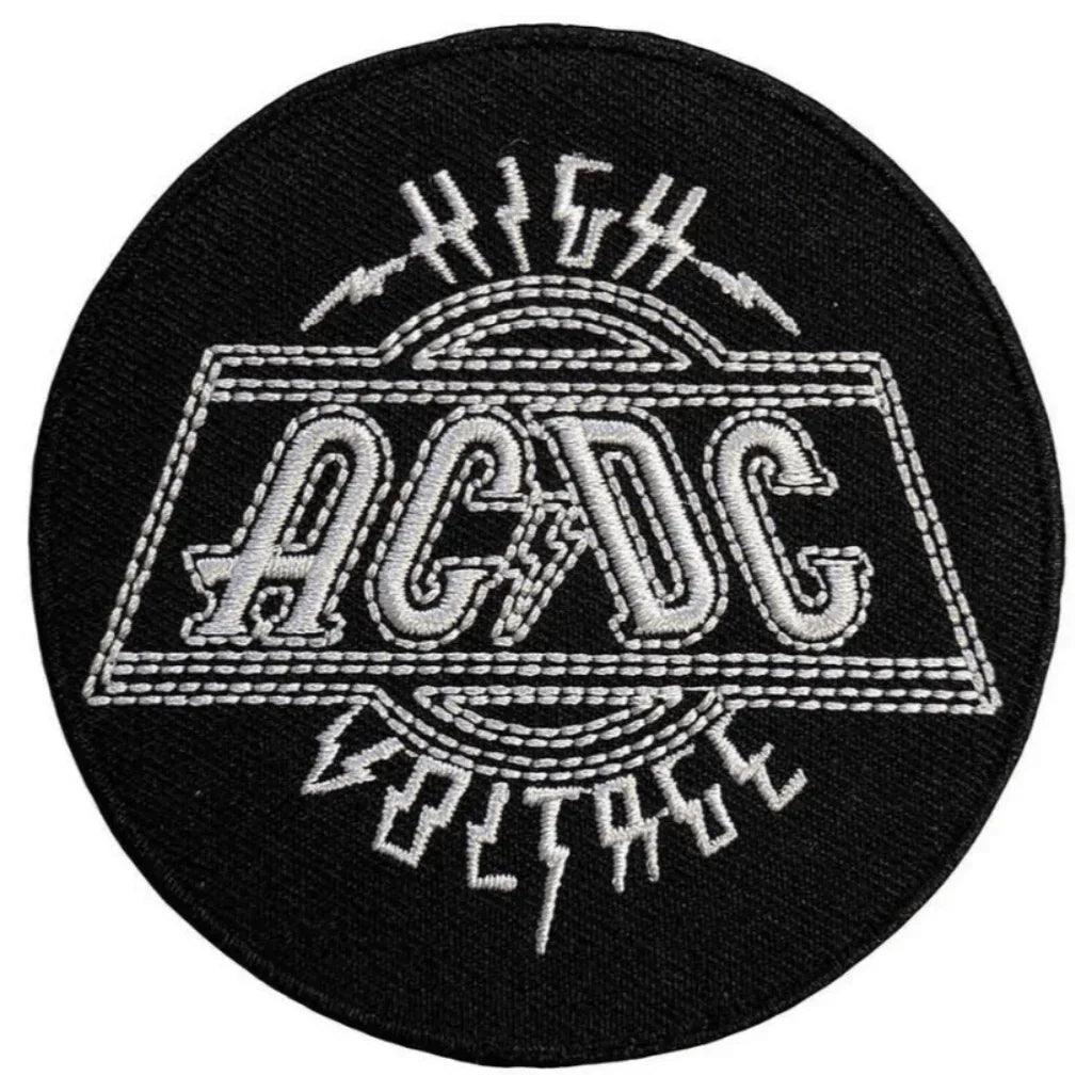AC-DC-Aufnaeher-Patch-rund-high-voltage - Totenkopf.com