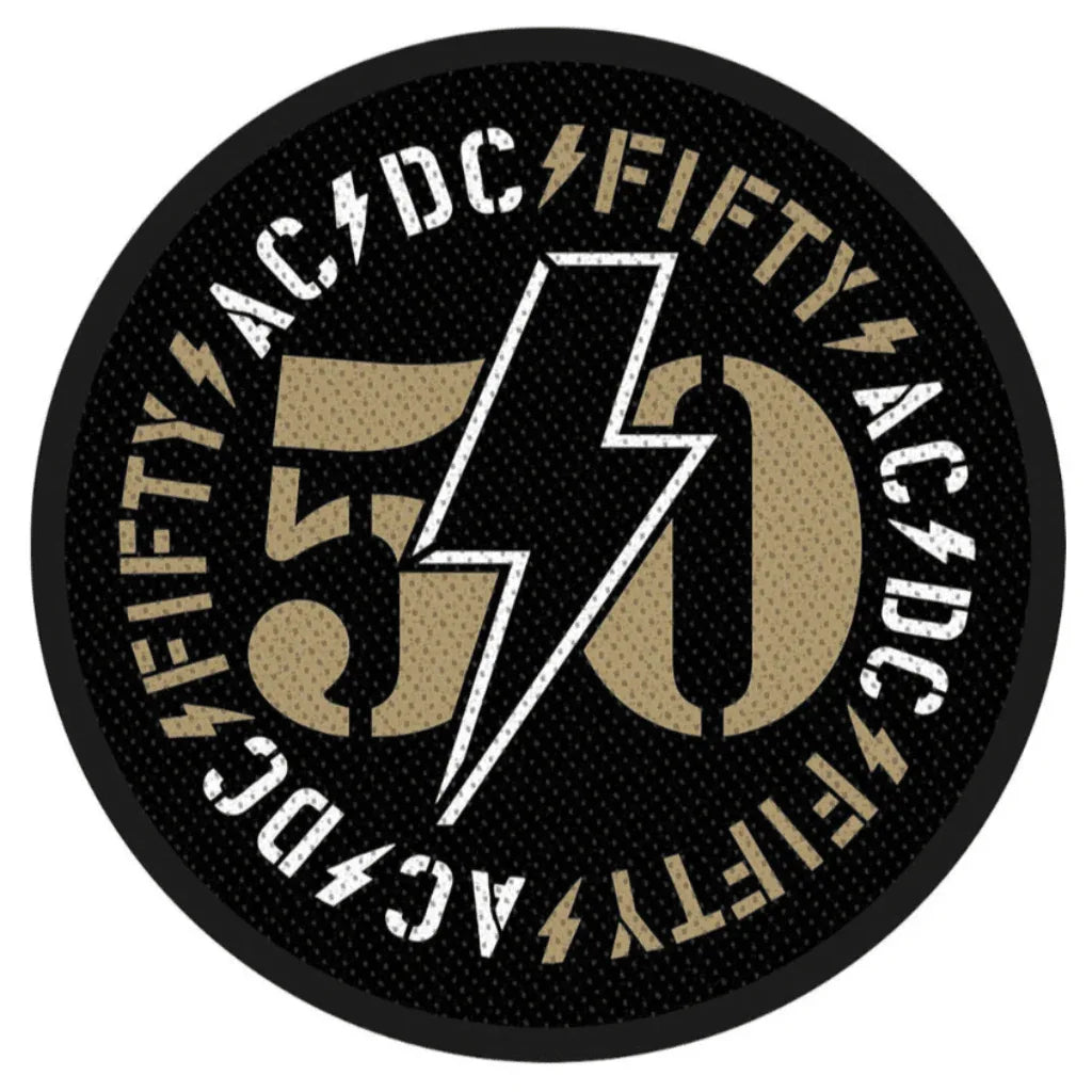 AC/DC Patch Rund · Fifty 50 (Ø 9cm) - Totenkopf.com