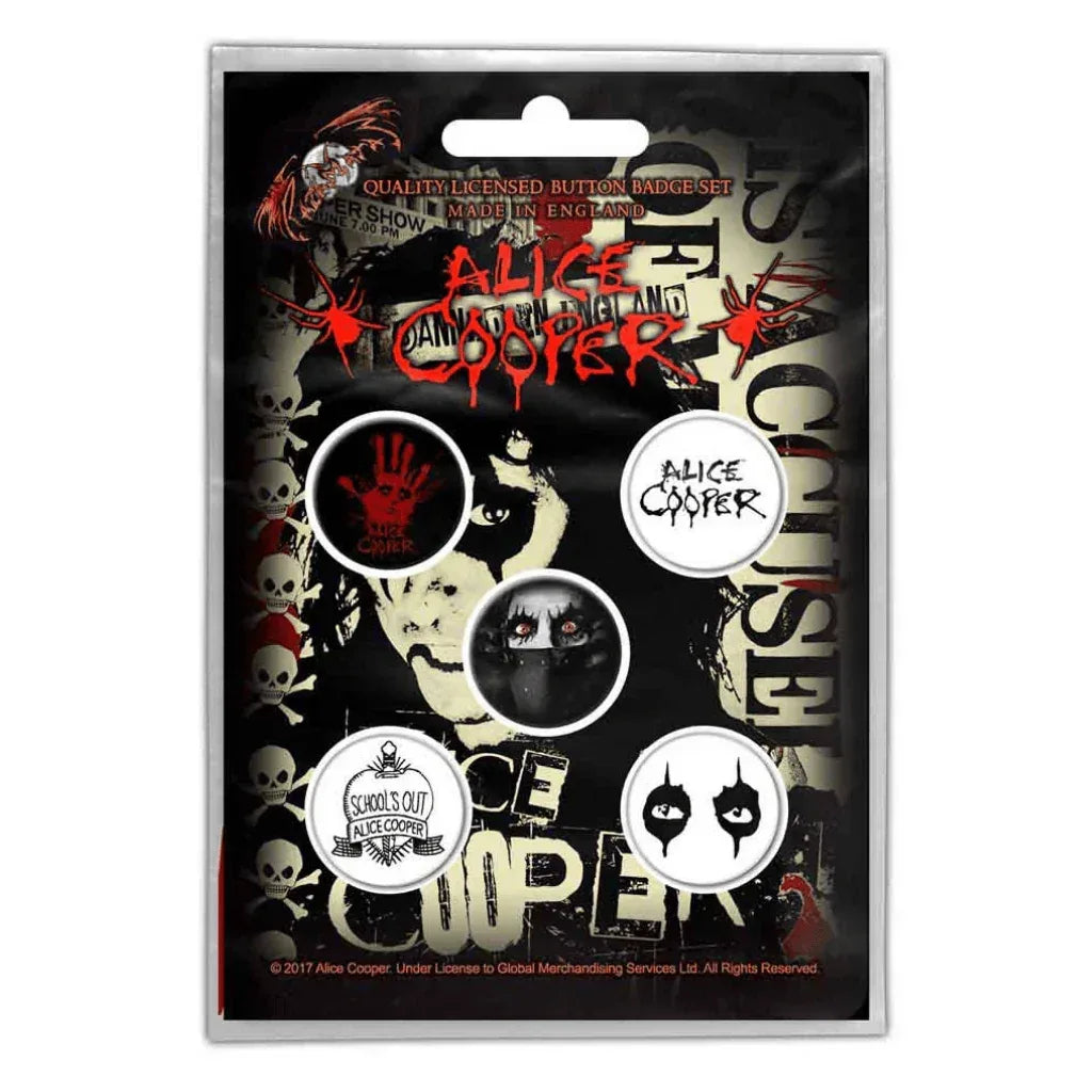 Alice Cooper Button Anstecker · Eyes (Ø 25mm / 5er Set) - Totenkopf.com