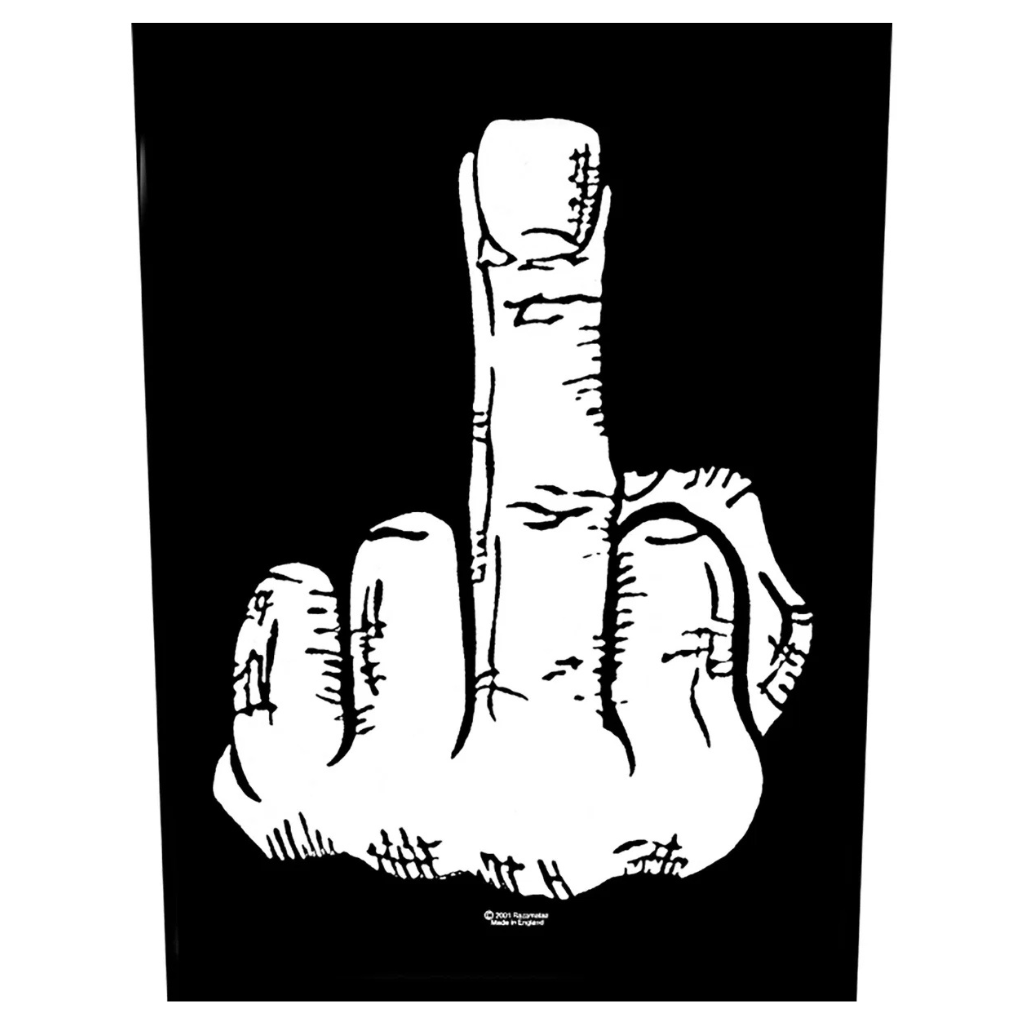Mittelfinger Backpatch Rückenaufnäher · Stinkefinger Motiv Fuck Off (29cm x 34cm)