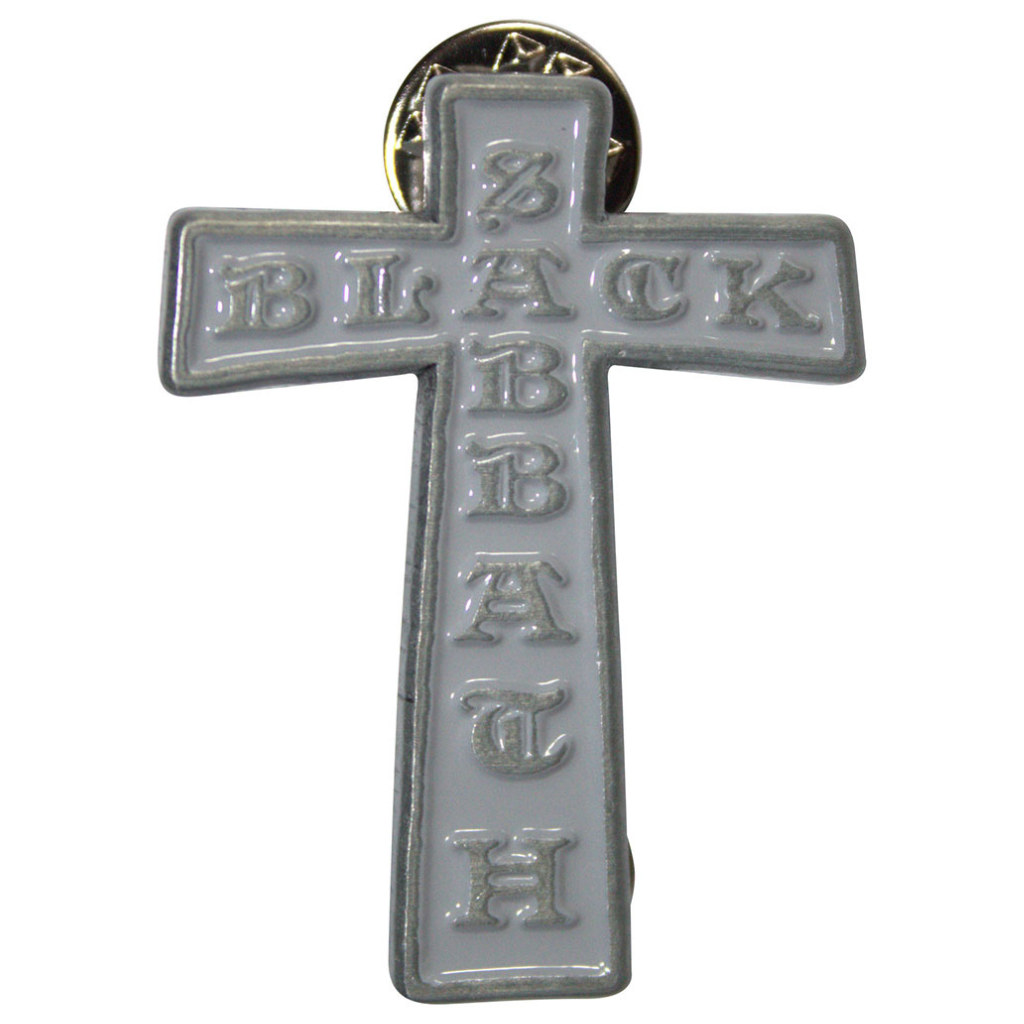 Black Sabbath Anstecker Pin · Kreuz Cross Grey