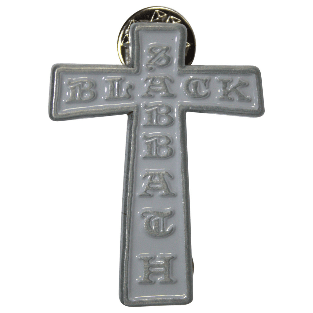 Black Sabbath Anstecker Pin · Kreuz Cross Grey