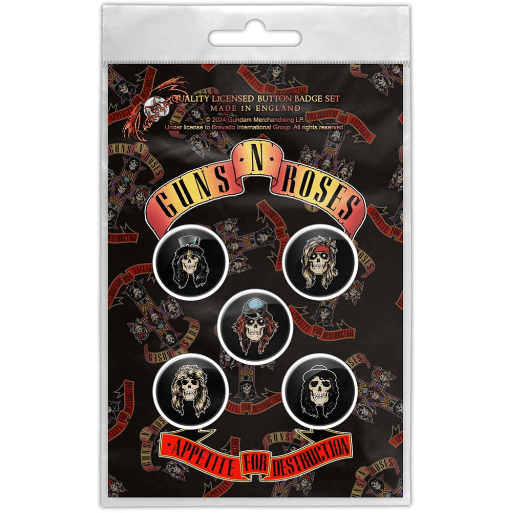 Guns N' Roses Button · Appetite For Destruction · Band Merch