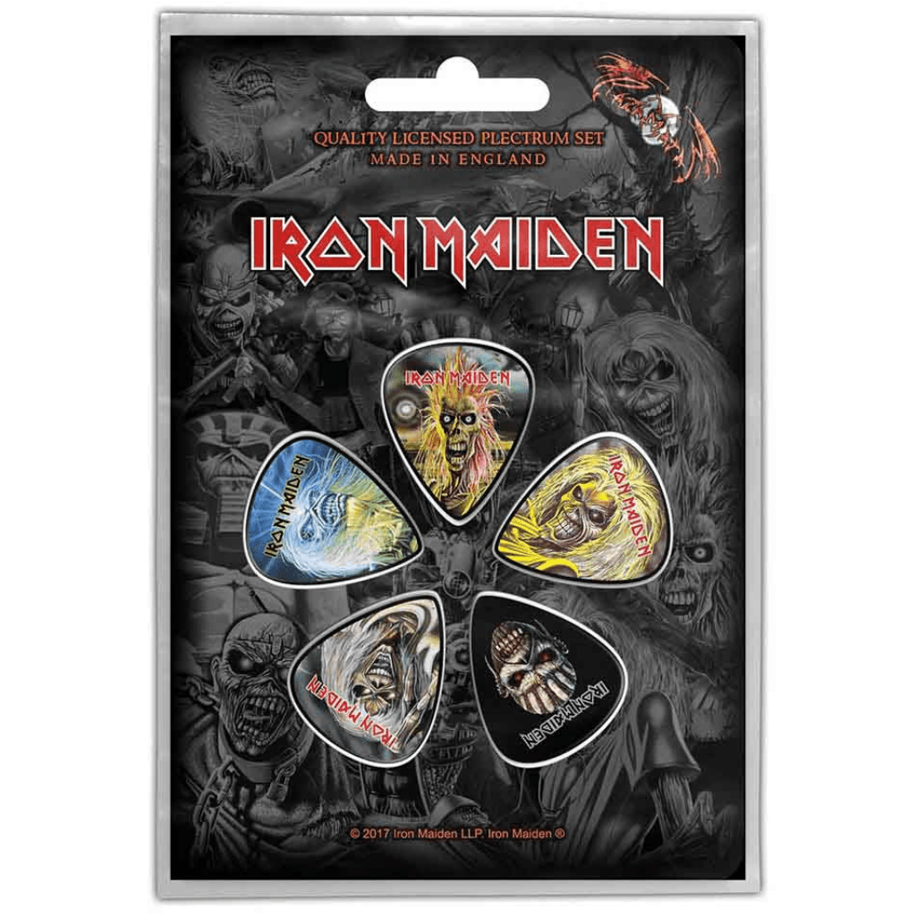 Iron Maiden Gitarren Plektren · The Faces of Eddie · Band Merch