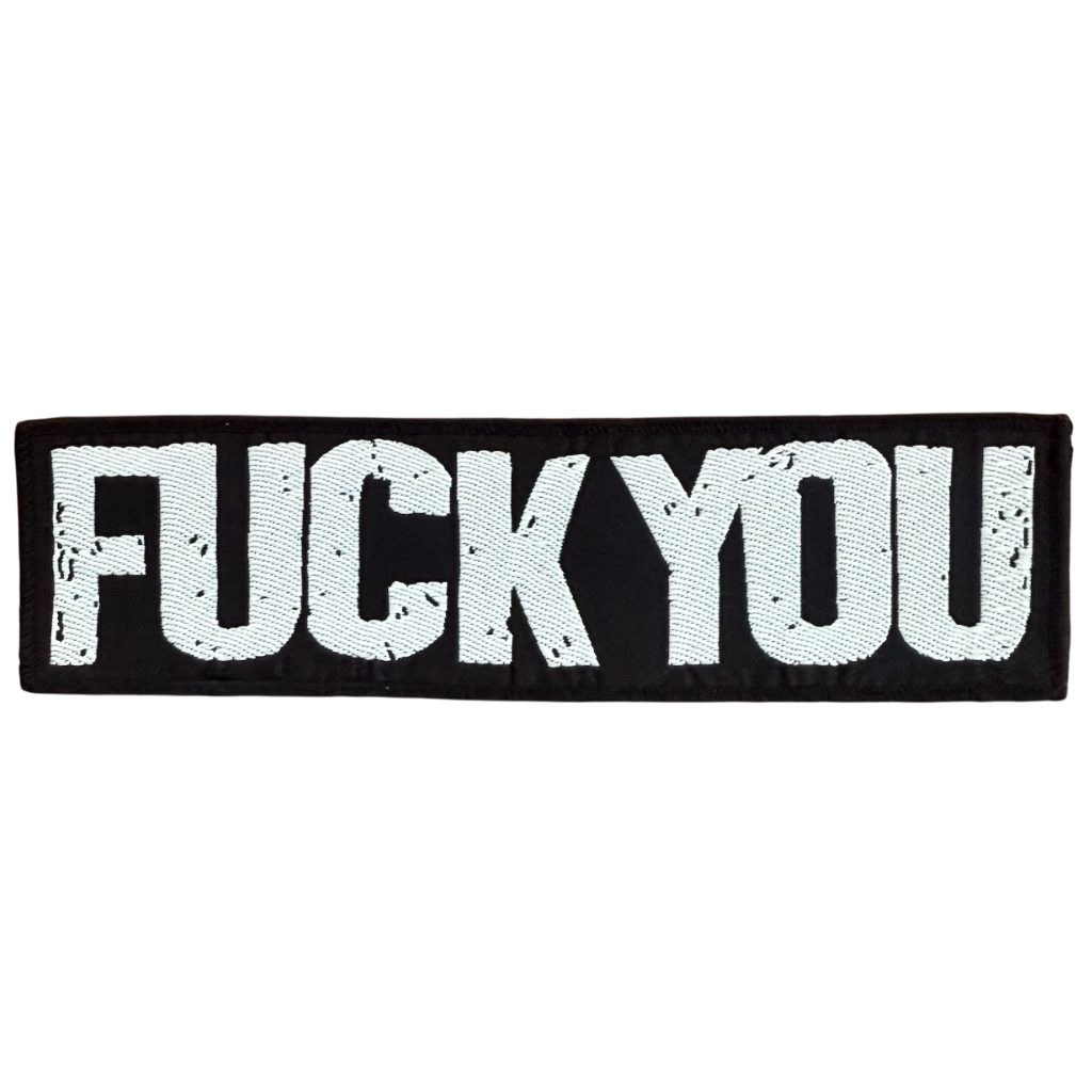 Biker Rocker Langer Stripe Patch · Fuck You (20cm x 5cm)