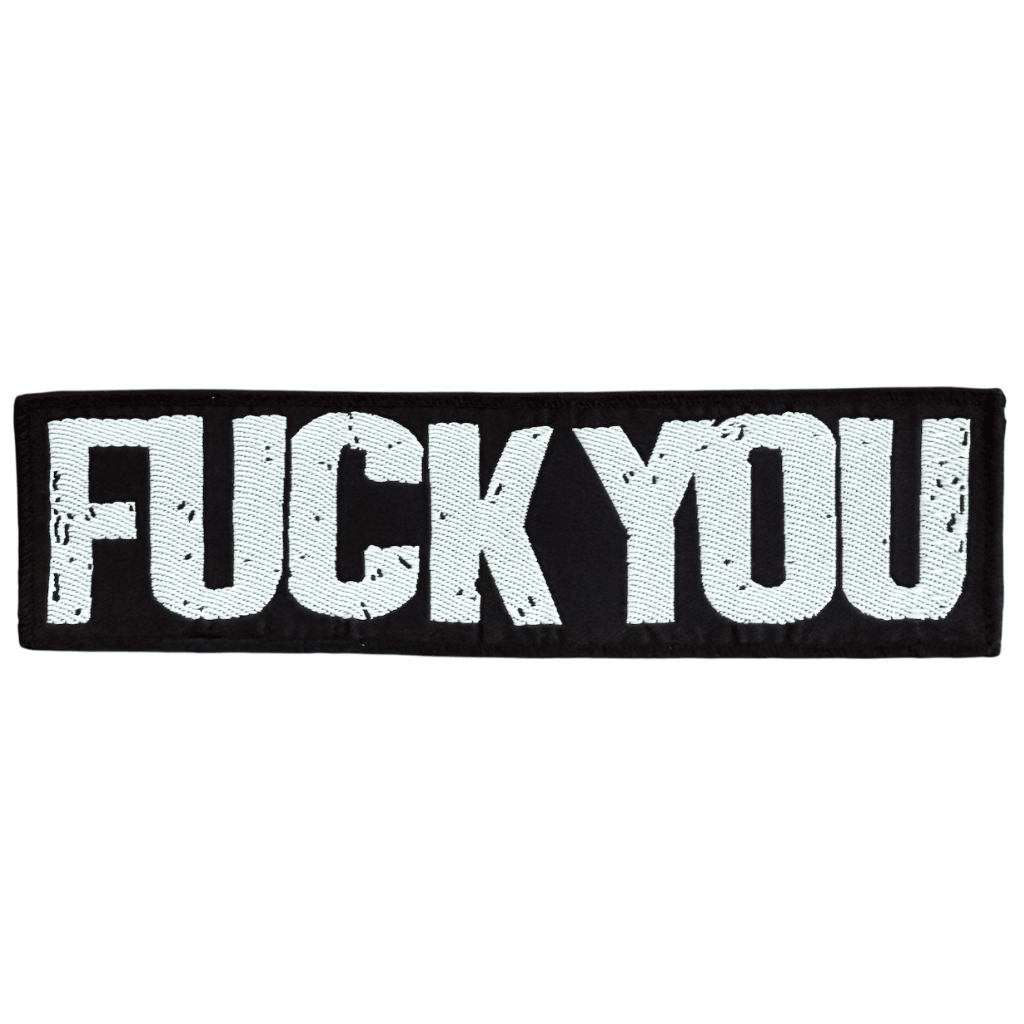 Biker Rocker Langer Stripe Patch · Fuck You (20cm x 5cm)