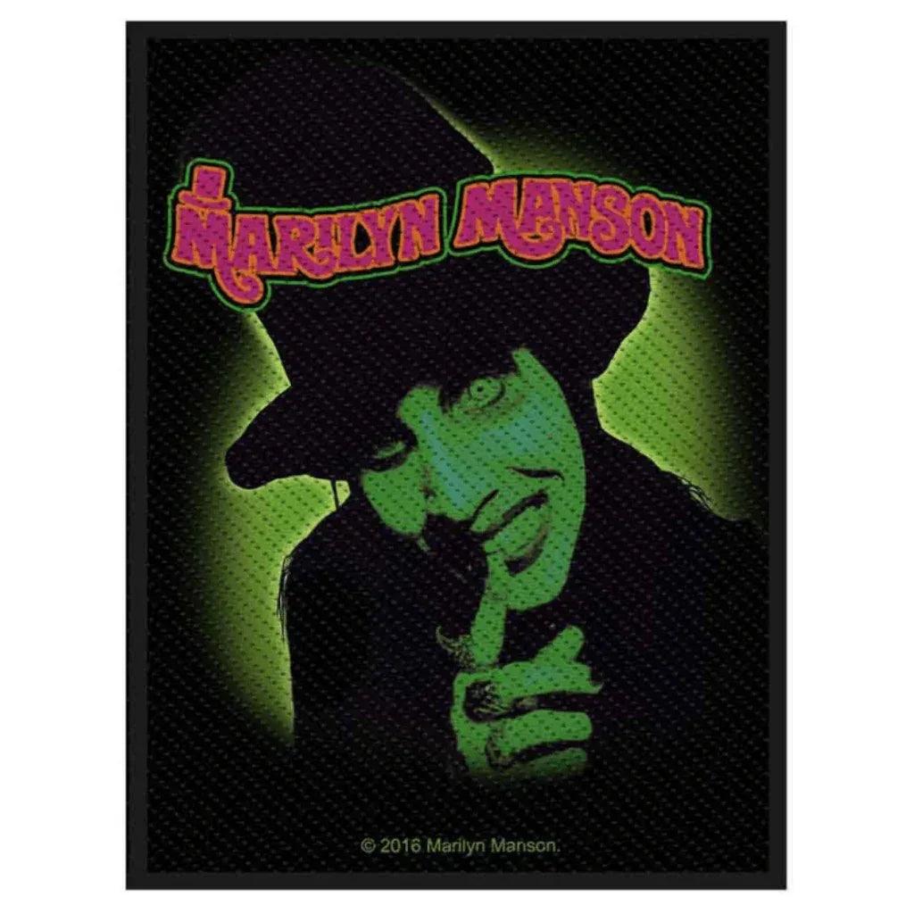 Marilyn-Manson-Patch-Aufnaeher-Crazy-Face-Black-Green - Totenkopf.com