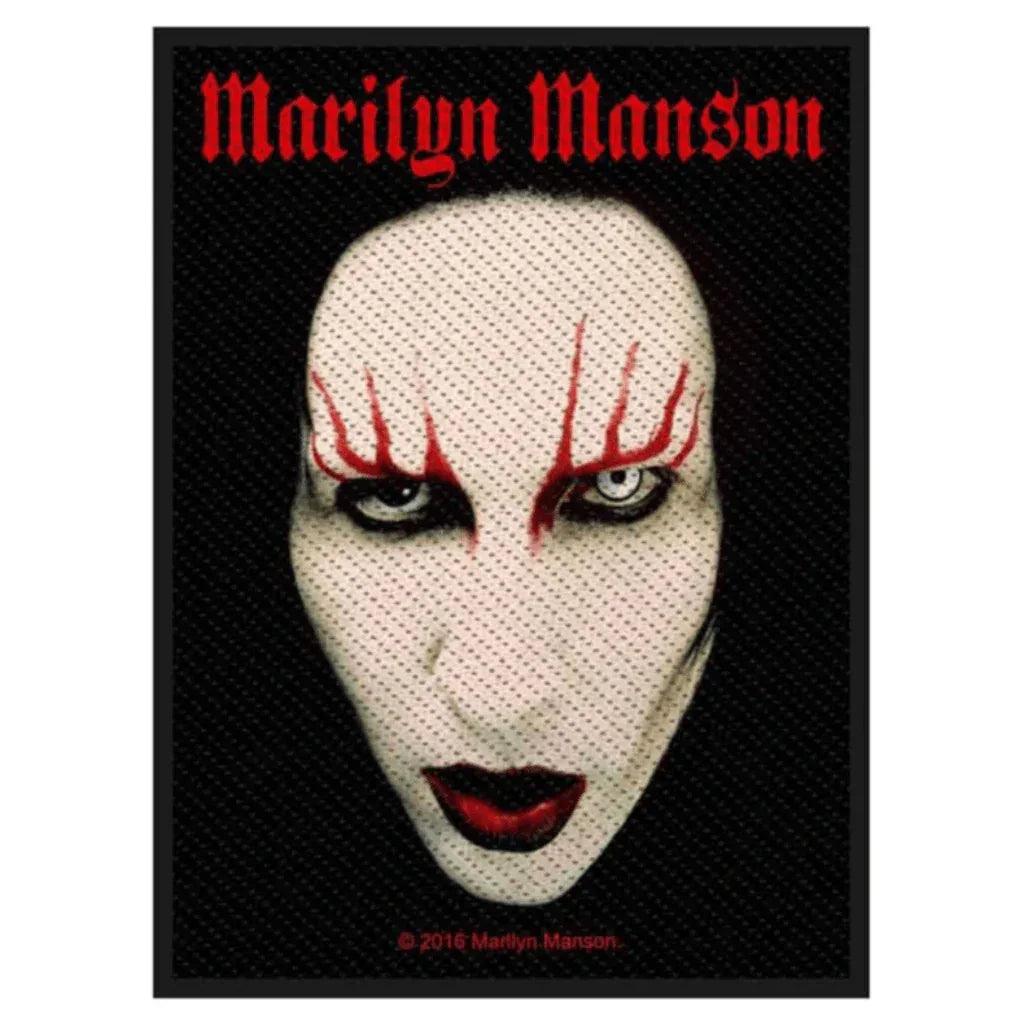 Marilyn-Manson-Patch-Aufnaeher-Face-Black-Red - Totenkopf.com