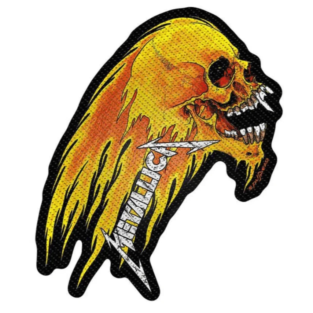 Metallica-Aufnaeher-Patch-Flaming-Skull - Totenkopf.com