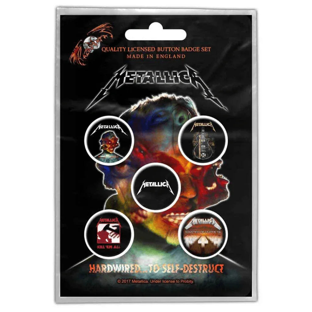 Metallica Button Anstecker · Hardwired To Self Destruct (Ø 25mm / 5er Set) - Totenkopf.com