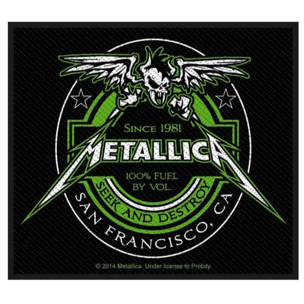 Metallica-Patch-Aufnaeher-Beer-Label-Seek-and-Destroy - Totenkopf.com
