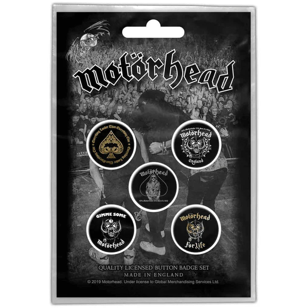 Motörhead Button Anstecker · Clean your Clock (Ø 25mm / 5er Set) - Totenkopf.com