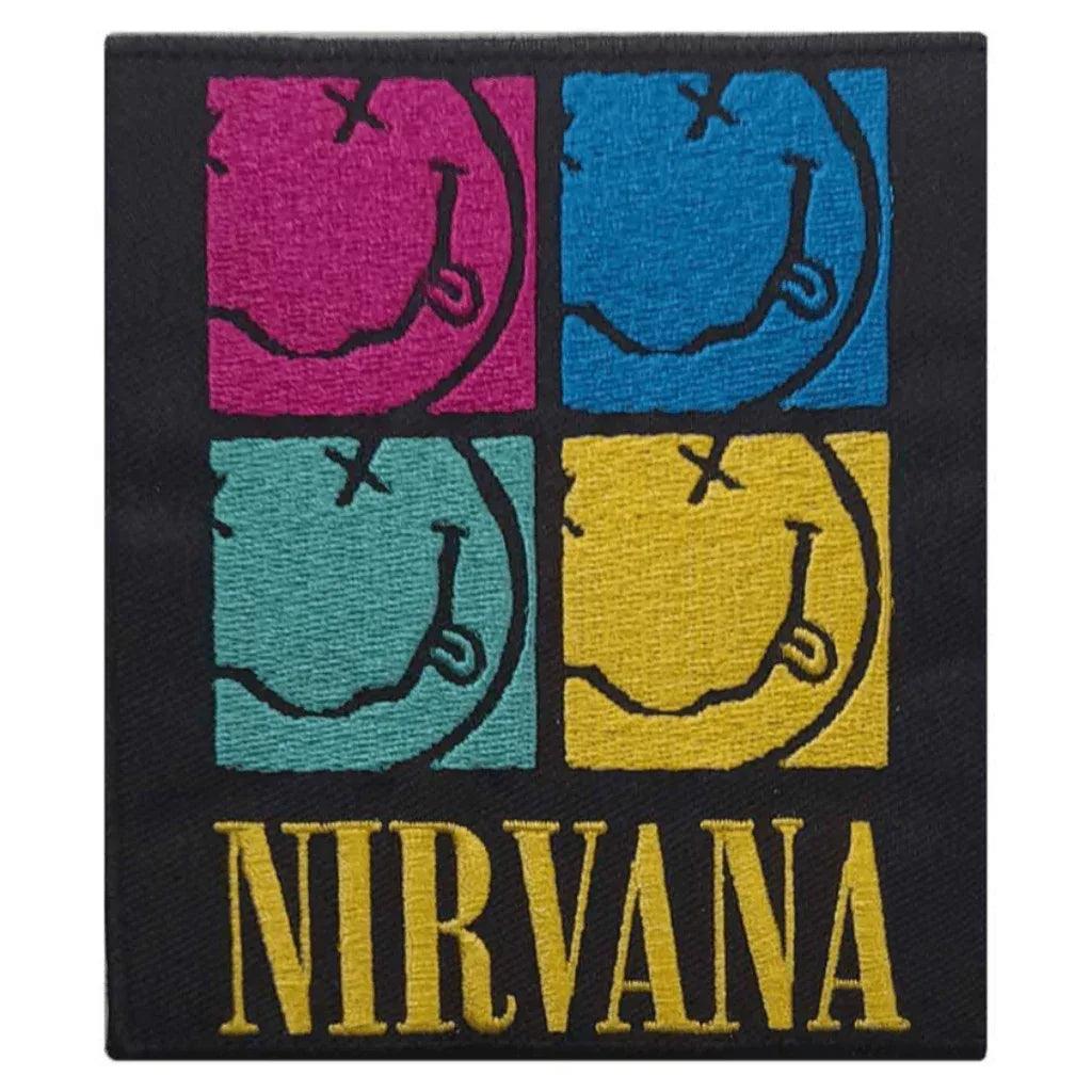 Nirvana-Band-Aufnaeher-Patch-Bunte-Smileys - Totenkopf.com