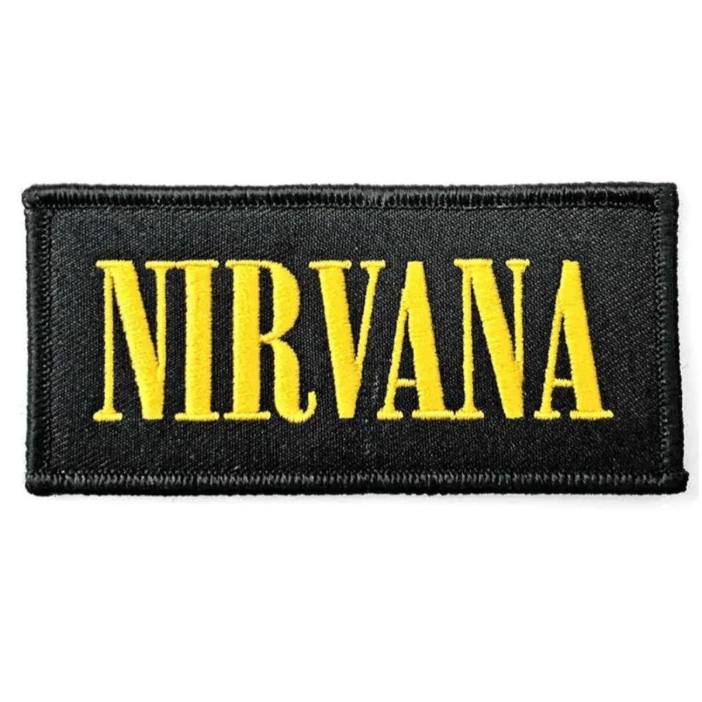 Nirvana-Patch-Aufnaeher-Schwarz-Gelb-Logo - Totenkopf.com