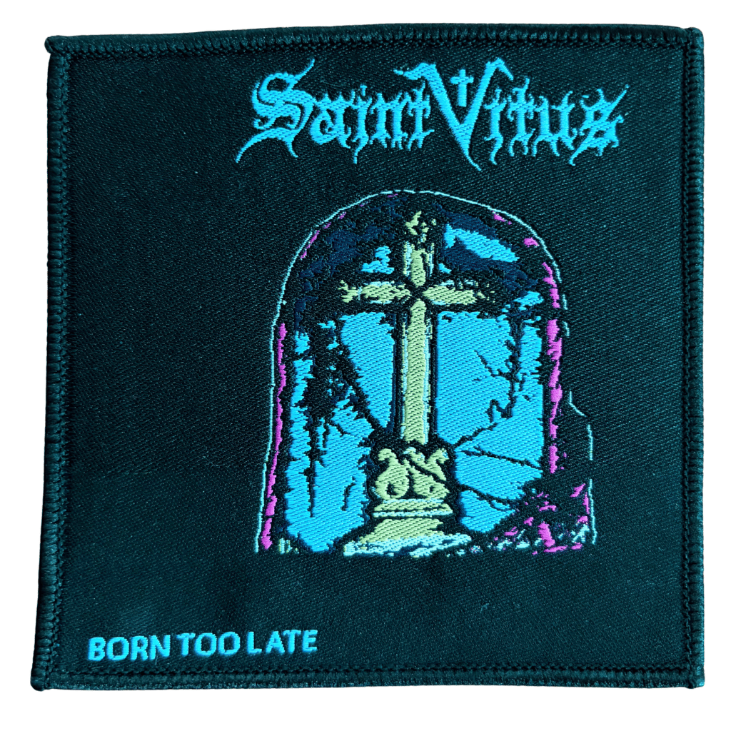 Saint Vitus Patch · Born Too Late Cross (10cm x 10cm)