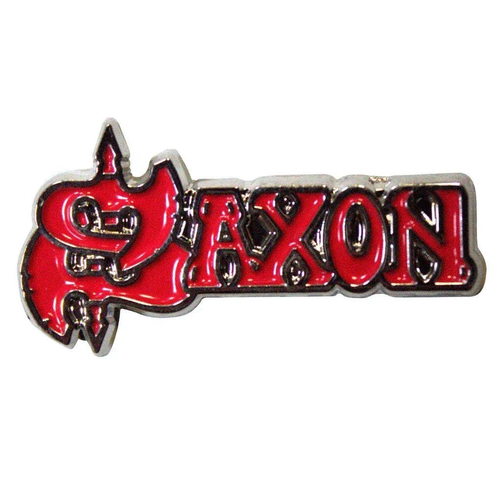 Saxon-Anstecker-Metal-Pin-Band-Logo-Red - Totenkopf.com