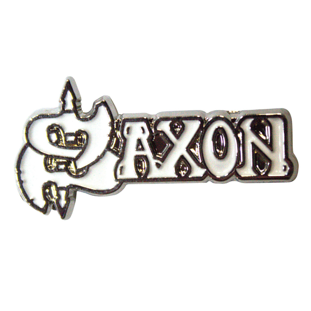 Saxon Anstecker · White Logo · Band Merch