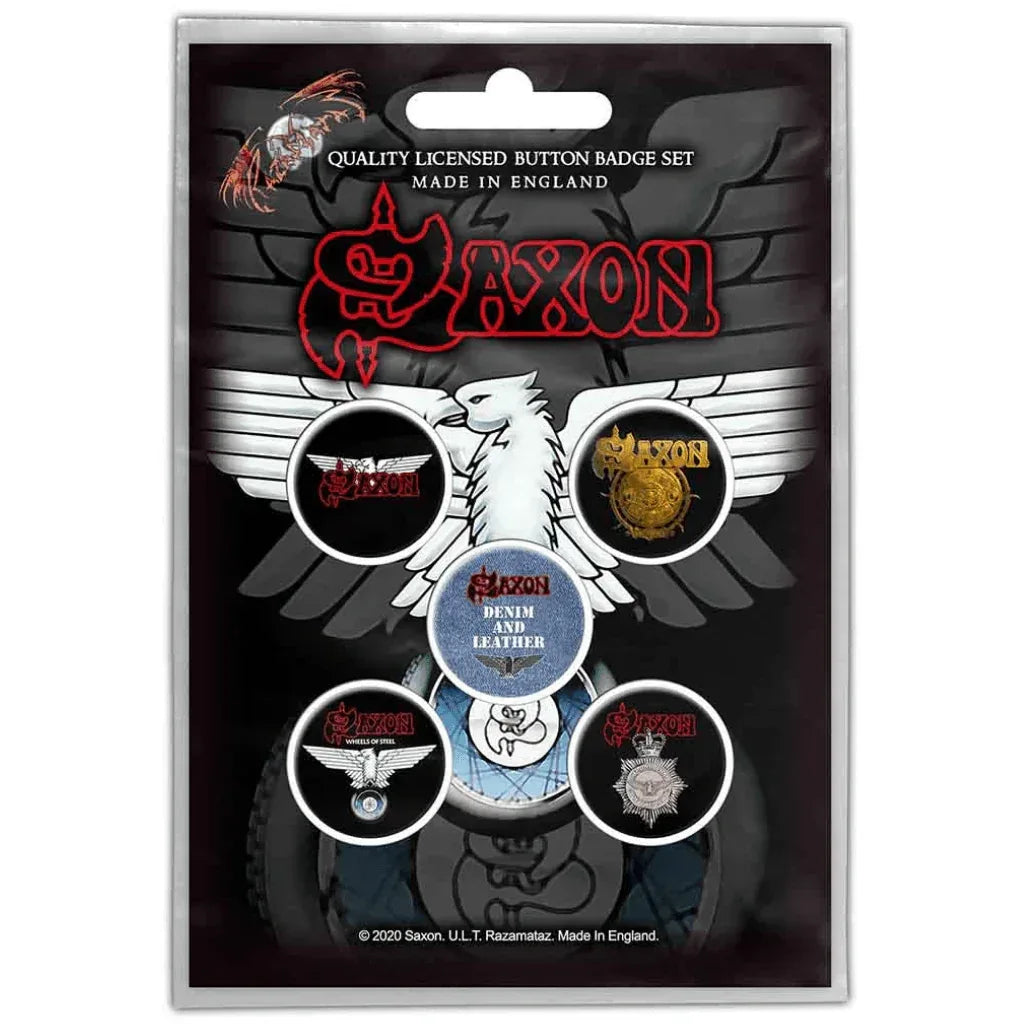 Saxon Button Anstecker · Wheels of Steel - Totenkopf.com
