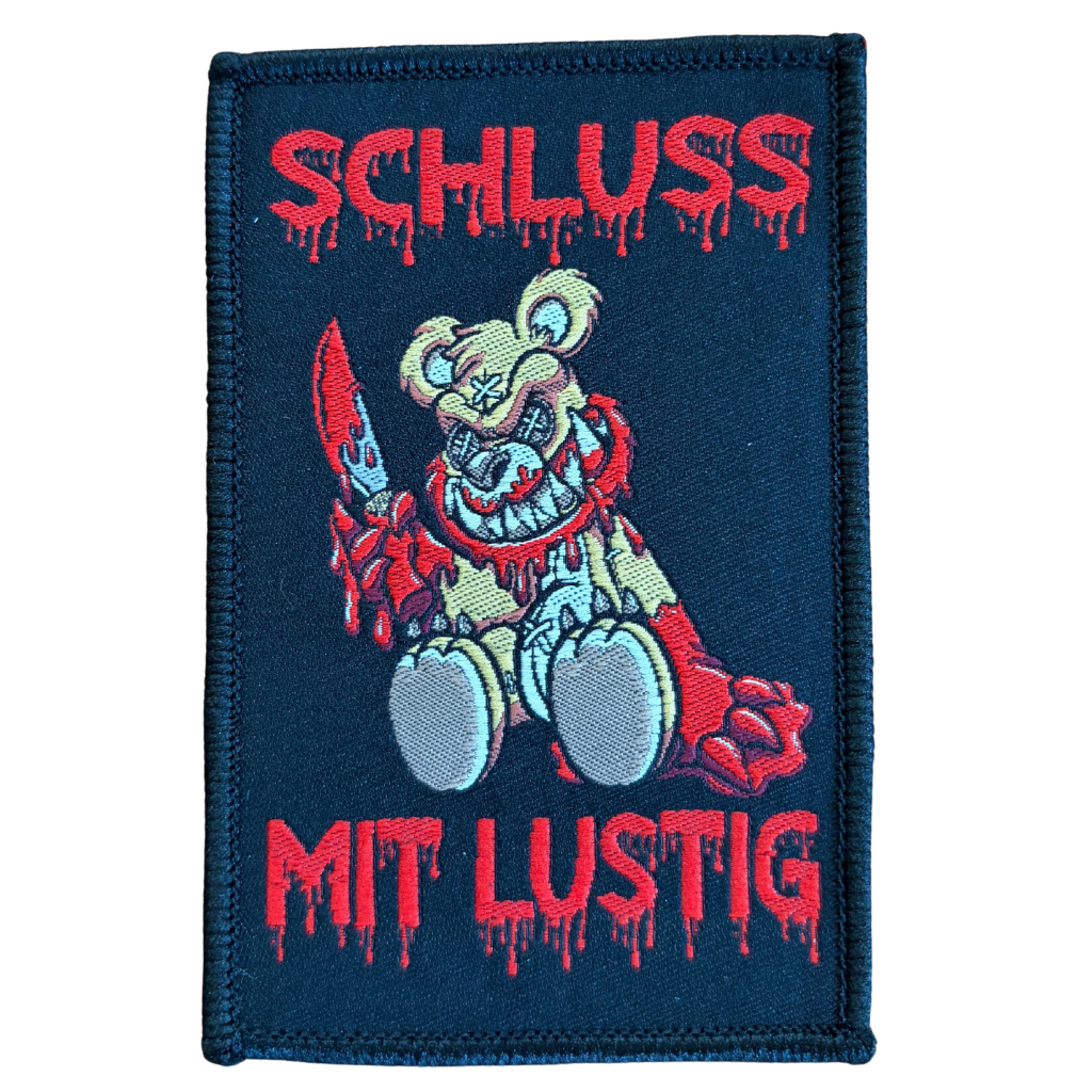 Schluss Mit Lustig Patch · Teddy mit Messer (6cm x 10cm)