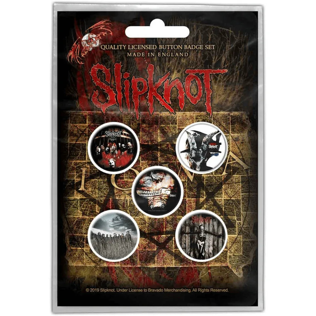 Slipknot Button Anstecker · Albums (Ø 25mm / 5er Set) - Totenkopf.com