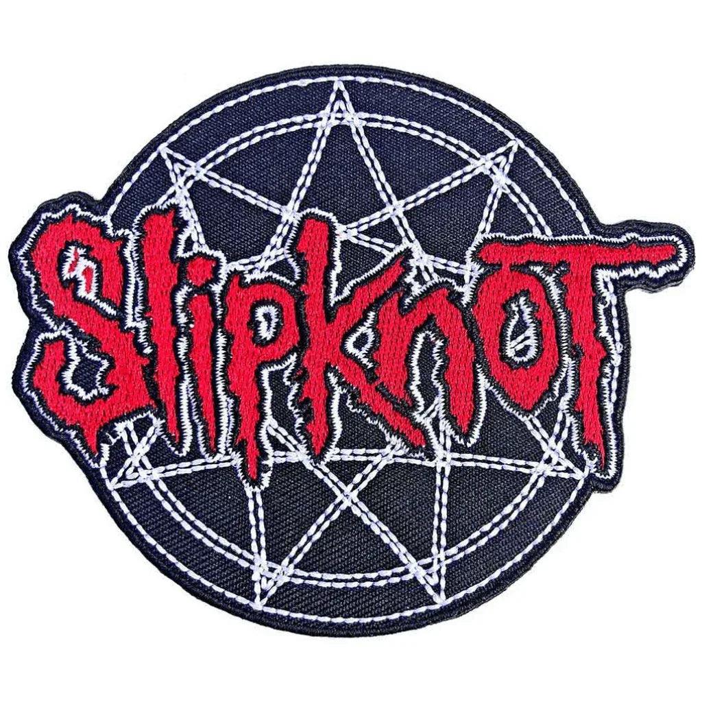 Slipknot-Patch-Aufnaeher-Red-Logo-Over-Nonogram - Totenkopf.com