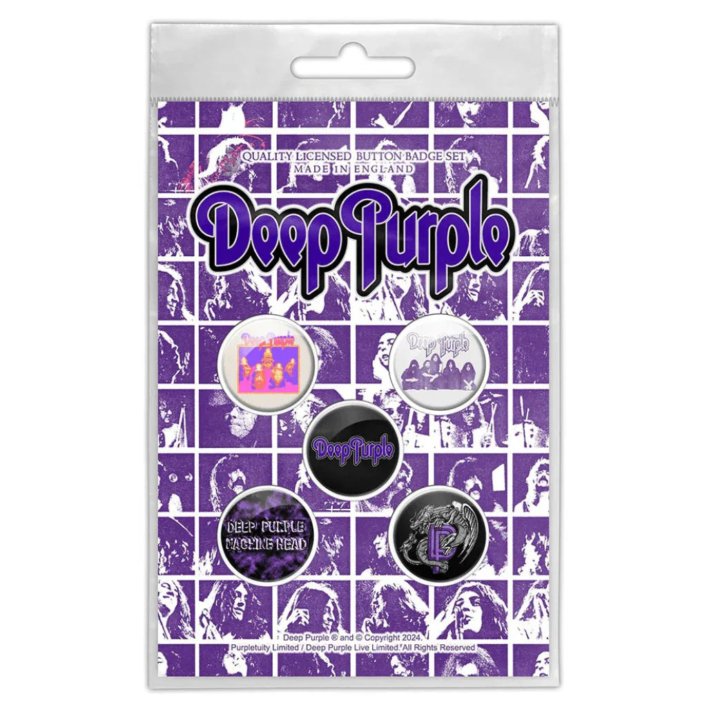 Deep Purple Button Anstecker · Logo (Ø 25mm / 5er Set) - Totenkopf.com