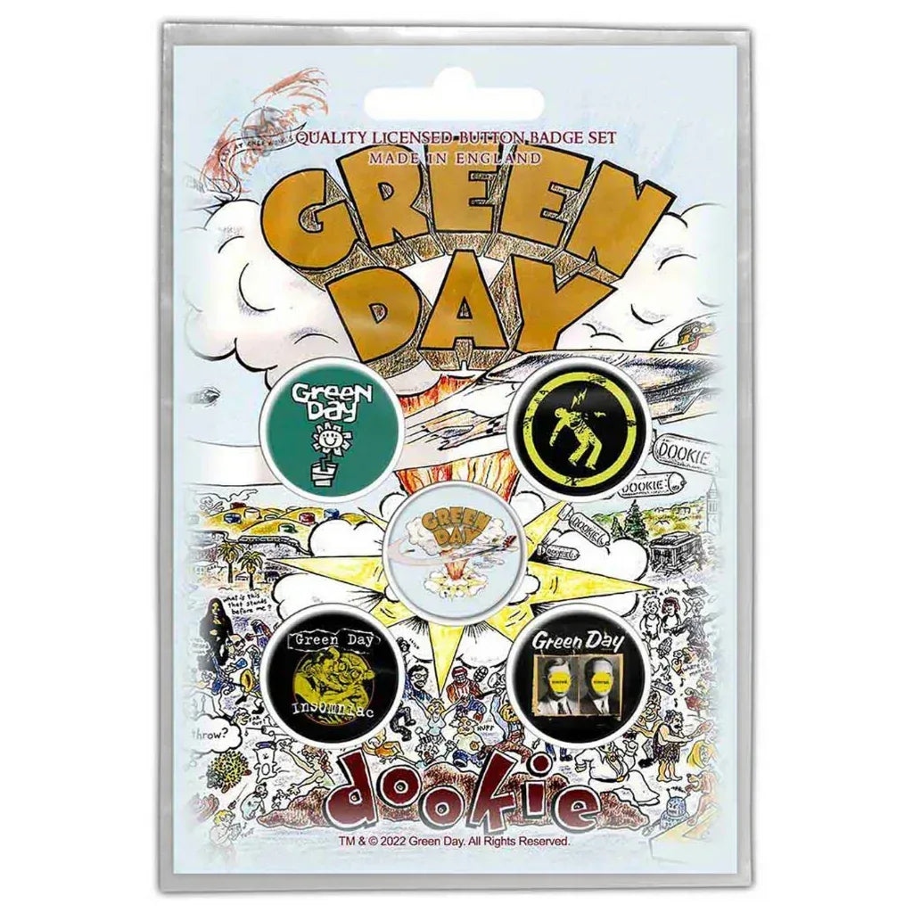 Green Day Button Anstecker · Dookie (Ø 25mm / 5er Set) - Totenkopf.com