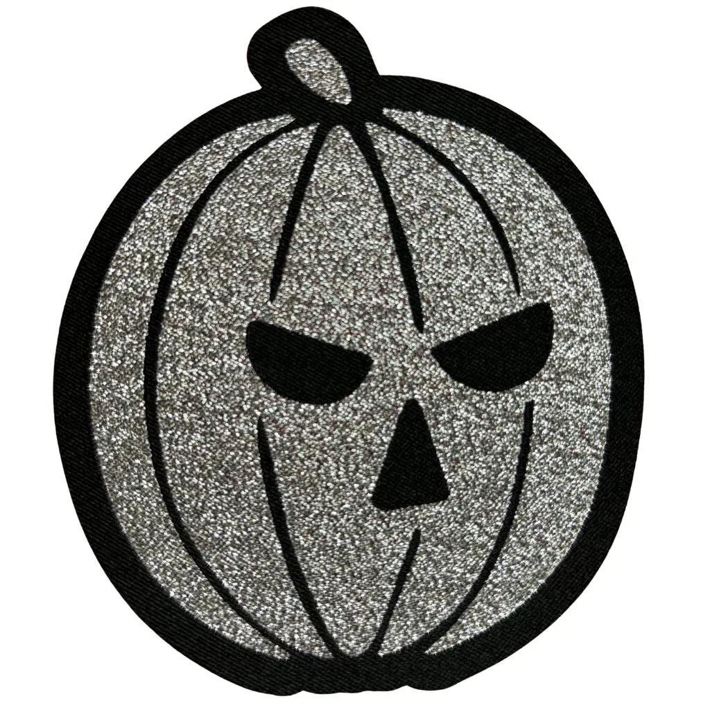Helloween Patch Rund · Silver Pumpkin (Ø 9cm) - Totenkopf.com