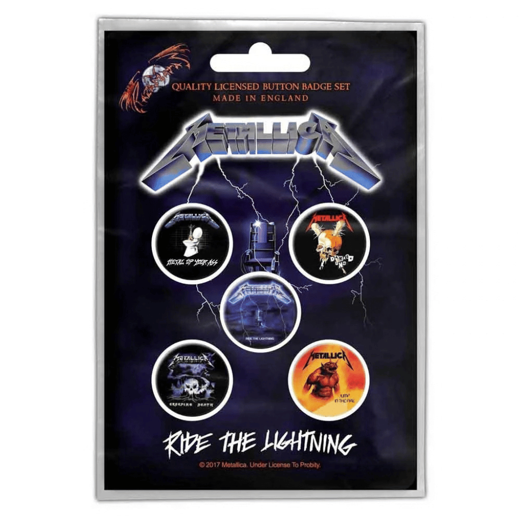 Metallica Anstecker Button · Ride The Lightning (5 Stück - Ø 15mm)