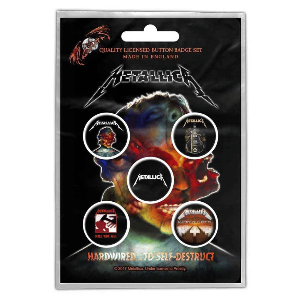 Metallica Anstecker Button · Hardwired To Self Destruct (5 Stück - Ø 15mm)