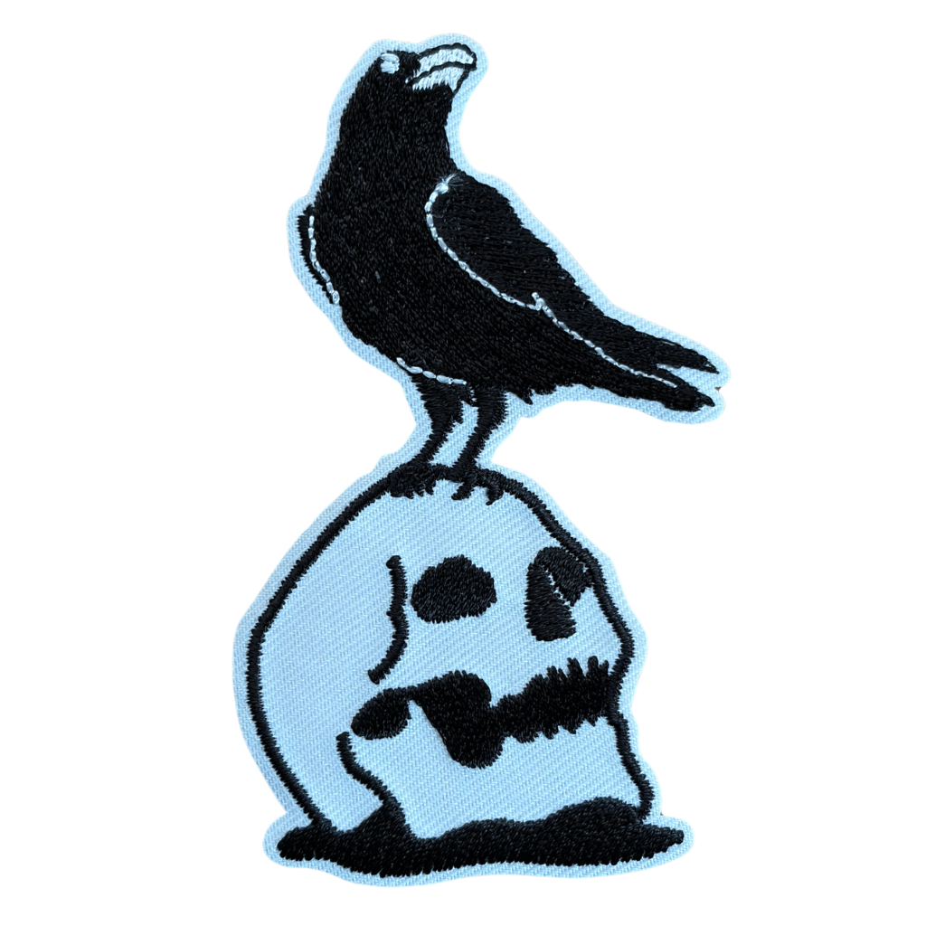 Biker Motiv Patch · Rabe mit Totenkopf Schädel (5cm x 10cm)