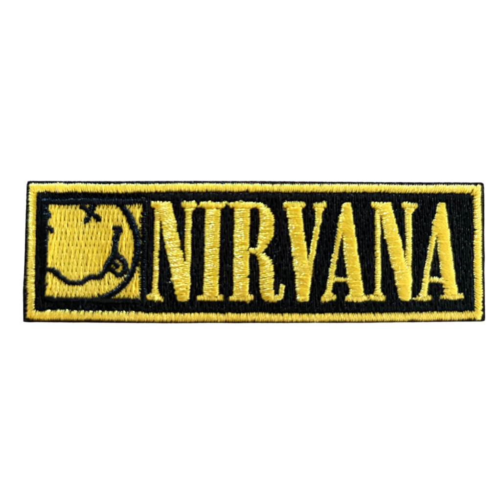 Nirvana Patch · Logo Stripe Happy Face Small (9cm x 3cm)