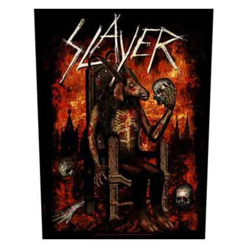 Slayer Backpatch Rückenaufnäher · Devil On Throne (29cm x 34cm) - Totenkopf.com