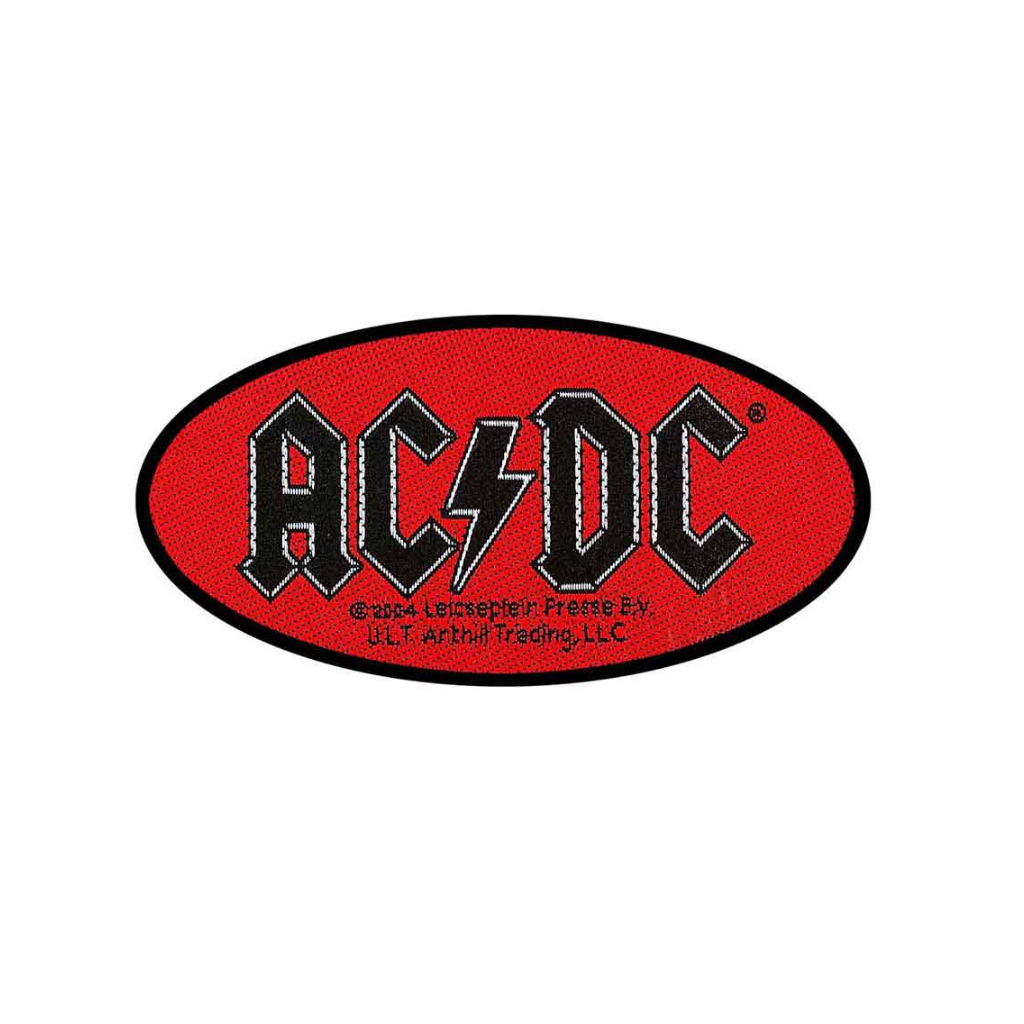 AC DC Aufnäher Patch Oval Logo Black Red