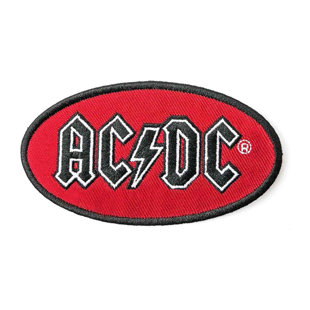 AC DC Aufnäher Patch Oval Logo Red Black