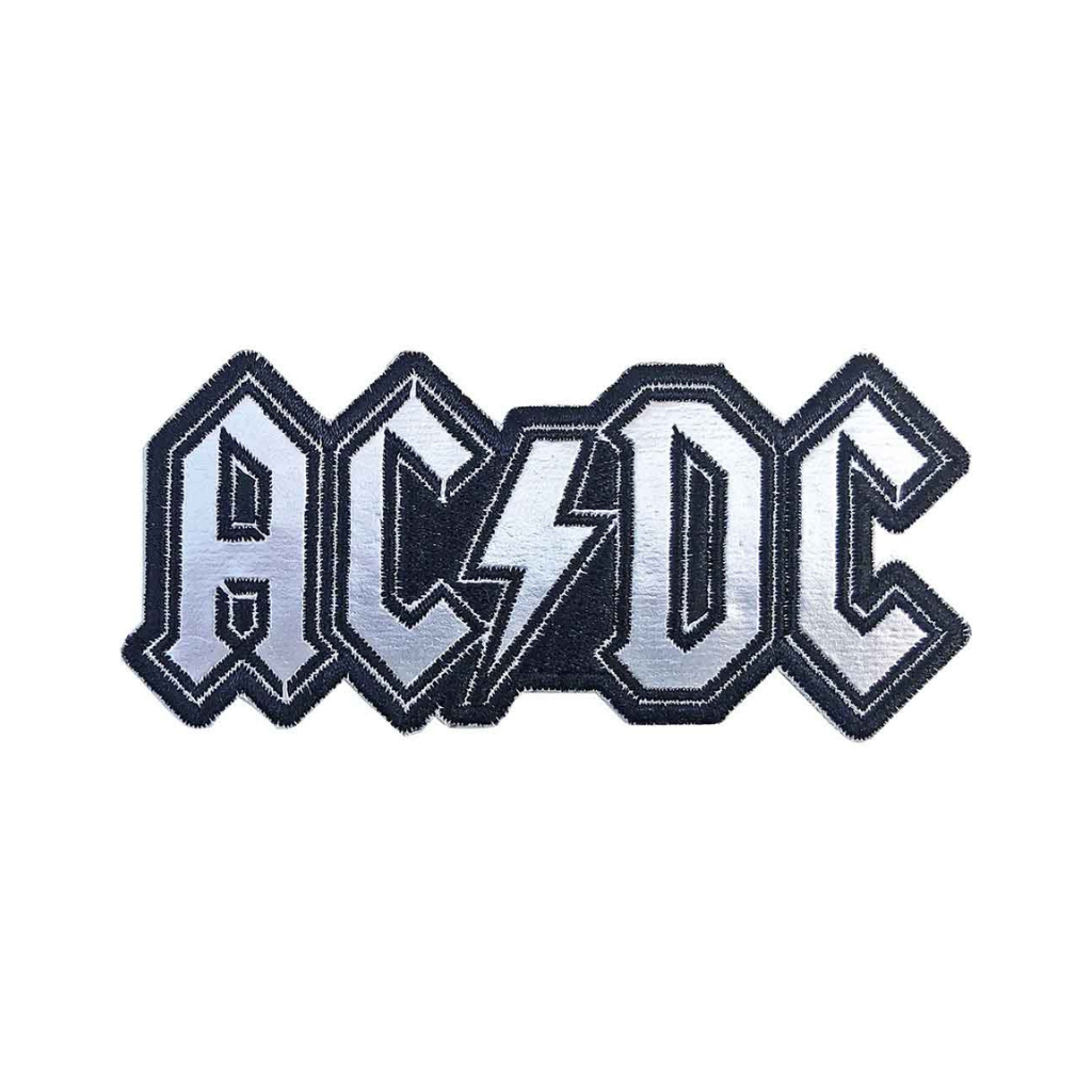 AC DC Aufnäher Patch Silver Cut Out Logo 