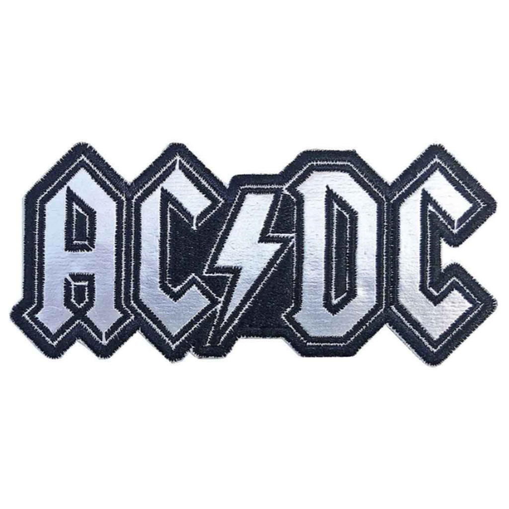 AC/DC Merch Patches Silver Logo Cut Out