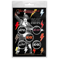 AC/DC Button Anstecker (25mm) 5er Set · FIFTY · Offizieller Metal Band Merch