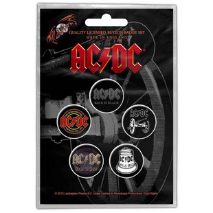 AC/DC Button Anstecker (25mm) 5er Set · For Those About To Rock · Offizieller Metal Band Merch