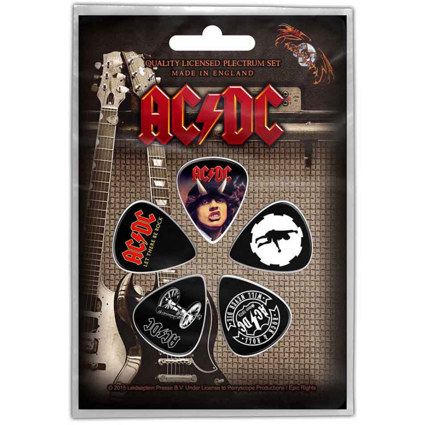 AC/DC Gitarren Plektren (5er Plektrum Set) · Highway, For Those, Let There · Offizieller Metal Band Merch