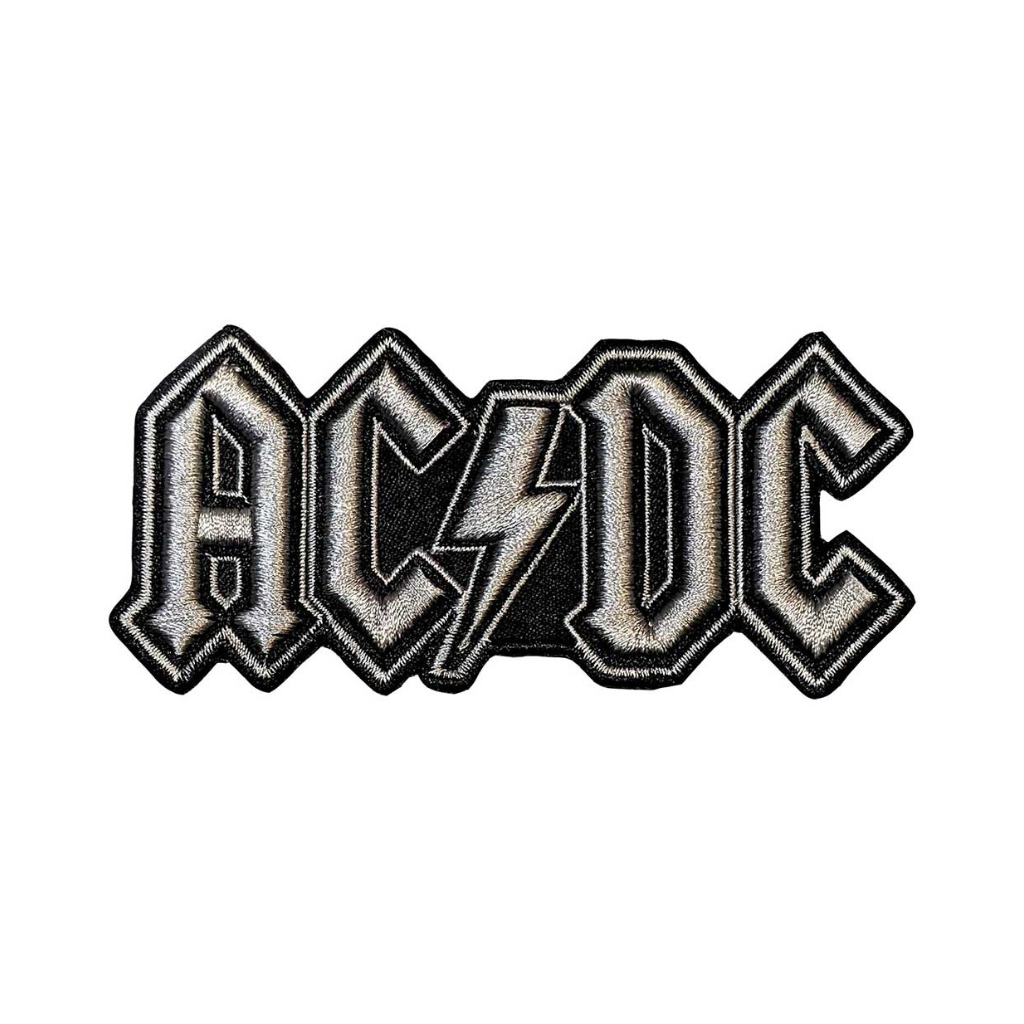 AC/DC Patch Aufnäher · 3D Silver Logo Cut Out · Official Metal Band Merch