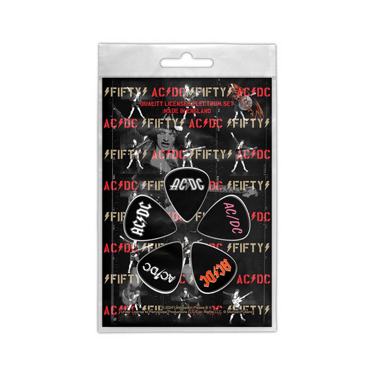 AC/DC Gitarren Plektrum Picks (5er Plek Set) - Motiv: Fifty Logo