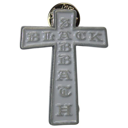 Black Sabbath Anstecker Pin · Kreuz Cross Grey