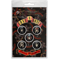 Guns N' Roses Button Anstecker (25mm) 5er Set · Appetite For Destruction · Offizieller Metal Band Merch