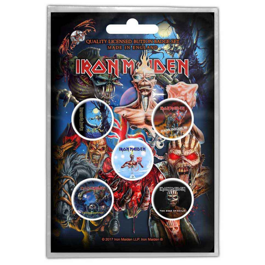 Iron Maiden Button Anstecker (25mm) 5er Set · Later Albums · Offizieller Metal Band Merch