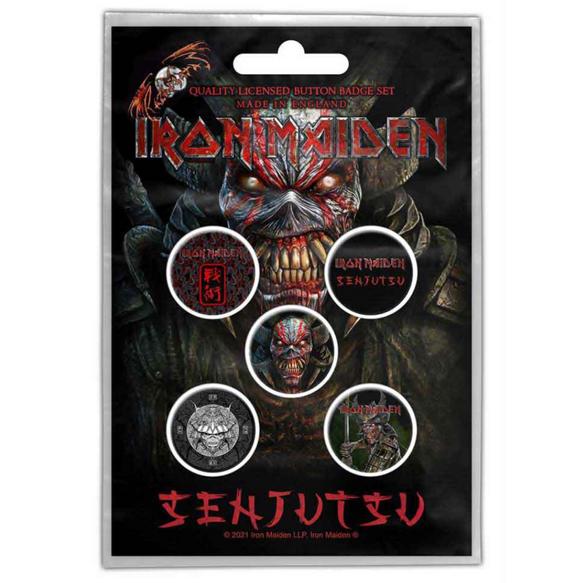 Iron Maiden Button Anstecker (25mm) 5er Set · Senjutsu · Offizieller Metal Band Merch